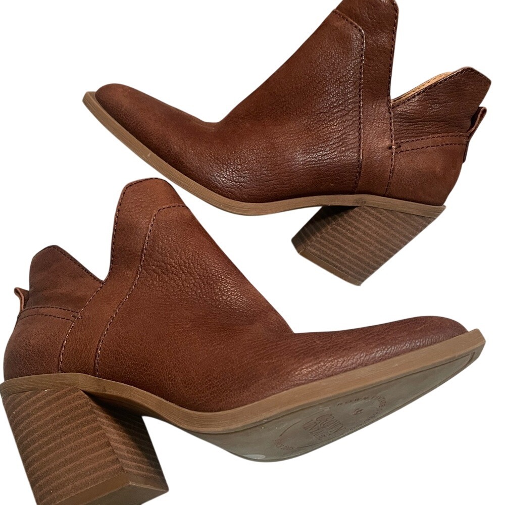 Crown Vintage Stacie Square Toe Brown Leather Ankle‎ Western Boots Women's 8